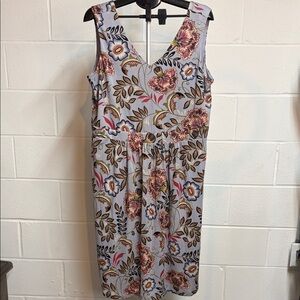 Christoper & Banks Women’s XL Midi Floral Sleeveless V-Neck Dress
